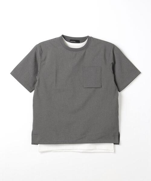 green label relaxing（グリーンレーベルリラクシング）の「ドライ タンクトップ レイヤード Tシャツ -吸水速乾-（Tシャツ/カットソー・メンズ・グレー/ブラック/オリーブ/ネイビー・S/M/L/XL）」の6枚目の写真