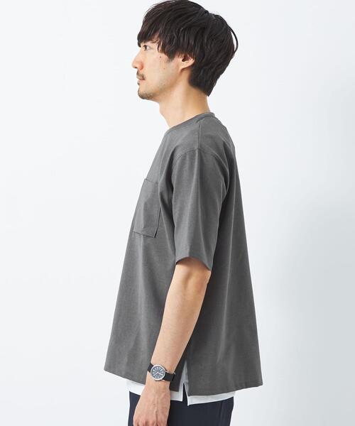 green label relaxing（グリーンレーベルリラクシング）の「ドライ タンクトップ レイヤード Tシャツ -吸水速乾-（Tシャツ/カットソー・メンズ・グレー/ブラック/オリーブ/ネイビー・S/M/L/XL）」の9枚目の写真