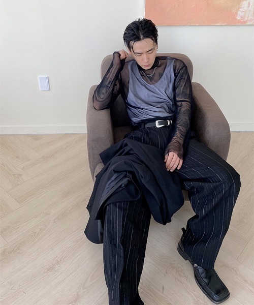 HOLY IN CODE(ホーリーインコード)の「HOLY IN CODE no.8739 span see through pola t(Tシャツ/カットソー・メンズ・ブラック/ホワイト・FREE)」の8枚目の写真