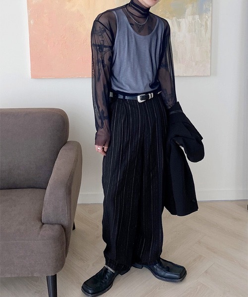 HOLY IN CODE(ホーリーインコード)の「HOLY IN CODE no.8739 span see through pola t(Tシャツ/カットソー・メンズ・ブラック/ホワイト・FREE)」の4枚目の写真
