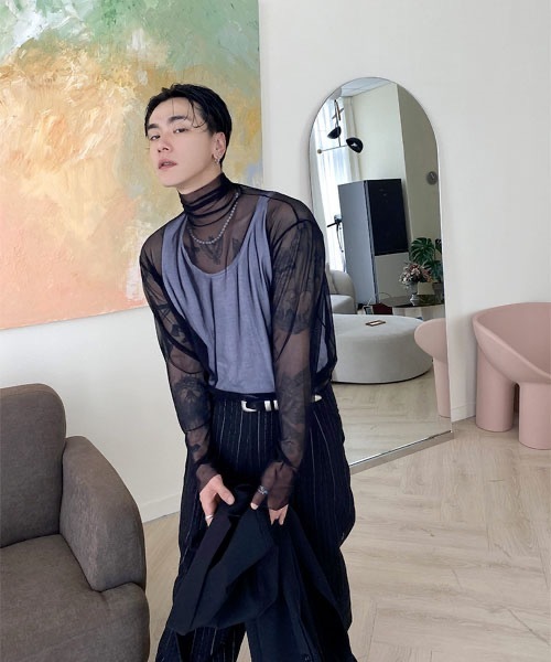 HOLY IN CODE(ホーリーインコード)の「HOLY IN CODE no.8739 span see through pola t(Tシャツ/カットソー・メンズ・ブラック/ホワイト・FREE)」の11枚目の写真