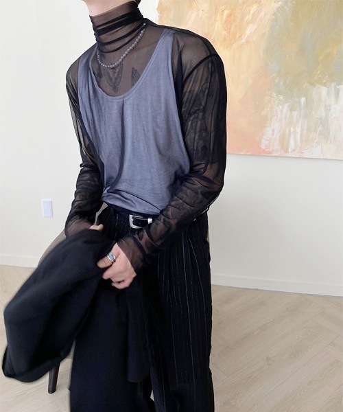 HOLY IN CODE(ホーリーインコード)の「HOLY IN CODE no.8739 span see through pola t(Tシャツ/カットソー・メンズ・ブラック/ホワイト・FREE)」の16枚目の写真