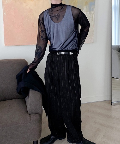 HOLY IN CODE(ホーリーインコード)の「HOLY IN CODE no.8739 span see through pola t(Tシャツ/カットソー・メンズ・ブラック/ホワイト・FREE)」の5枚目の写真