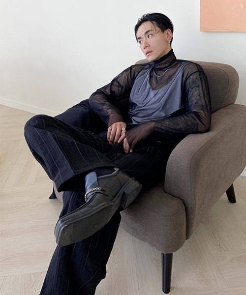HOLY IN CODE(ホーリーインコード)の「HOLY IN CODE no.8739 span see through pola t(Tシャツ/カットソー・メンズ・ブラック/ホワイト・FREE)」の9枚目の写真