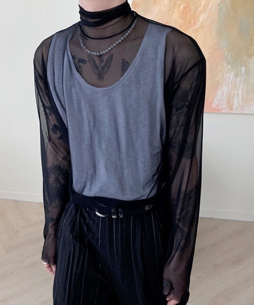 HOLY IN CODE(ホーリーインコード)の「HOLY IN CODE no.8739 span see through pola t(Tシャツ/カットソー・メンズ・ブラック/ホワイト・FREE)」の19枚目の写真