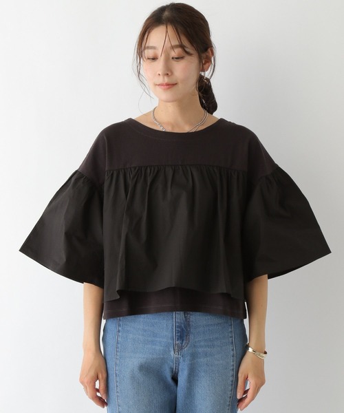 LEPSIM（レプシィム）の「ドッキングショートプルオーバー　198553（Tシャツ/カットソー・レディース・ブラック/オフホワイト/オリーブ・FREE）」の15枚目の写真