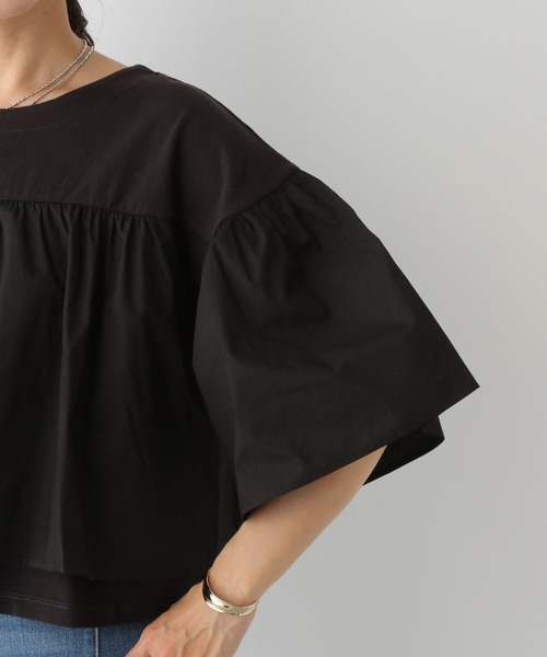 LEPSIM（レプシィム）の「ドッキングショートプルオーバー　198553（Tシャツ/カットソー・レディース・ブラック/オフホワイト/オリーブ・FREE）」の20枚目の写真