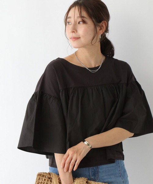 LEPSIM（レプシィム）の「ドッキングショートプルオーバー　198553（Tシャツ/カットソー・レディース・ブラック/オフホワイト/オリーブ・FREE）」の17枚目の写真