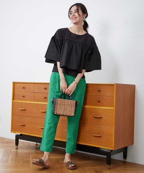 LEPSIM（レプシィム）の「ドッキングショートプルオーバー　198553（Tシャツ/カットソー・レディース・ブラック/オフホワイト/オリーブ・FREE）」の14枚目の写真