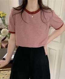コットンミニマルボーダーTシャツ