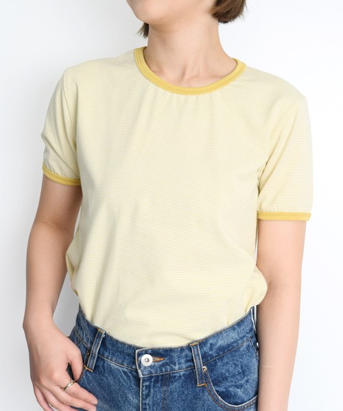 Flowering Korea(フラワーリングコリア)の「コットンミニマルボーダーTシャツ(Tシャツ/カットソー・レディース・ライトブルー/グリーン/パープル系その他/レッド/イエロー・FREE)」の12枚目の写真
