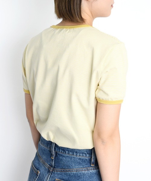 Flowering Korea(フラワーリングコリア)の「コットンミニマルボーダーTシャツ(Tシャツ/カットソー・レディース・ライトブルー/グリーン/パープル系その他/レッド/イエロー・FREE)」の14枚目の写真