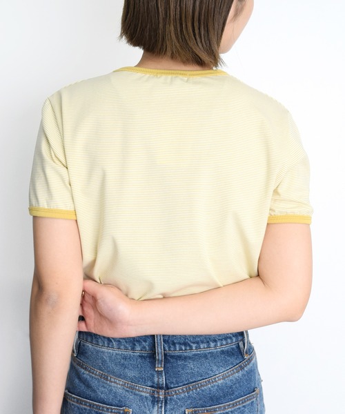 Flowering Korea(フラワーリングコリア)の「コットンミニマルボーダーTシャツ(Tシャツ/カットソー・レディース・ライトブルー/グリーン/パープル系その他/レッド/イエロー・FREE)」の16枚目の写真
