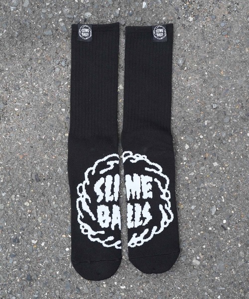 SANTA CRUZ(サンタクルーズ)の「Slime Balls / スライムボールズ MONO SPLAT SOCKS CREW APPAREL ACCESSORIES モノ スプラット クルー ソックス(ソックス/靴下・メンズ・ブラック/レッド・FREE)」の1枚目の写真