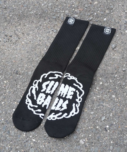 SANTA CRUZ(サンタクルーズ)の「Slime Balls / スライムボールズ MONO SPLAT SOCKS CREW APPAREL ACCESSORIES モノ スプラット クルー ソックス(ソックス/靴下・メンズ・ブラック/レッド・FREE)」の4枚目の写真