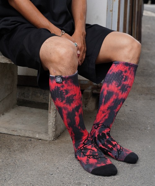 SANTA CRUZ(サンタクルーズ)の「Slime Balls / スライムボールズ MONO SPLAT SOCKS CREW APPAREL ACCESSORIES モノ スプラット クルー ソックス(ソックス/靴下・メンズ・ブラック/レッド・FREE)」の5枚目の写真