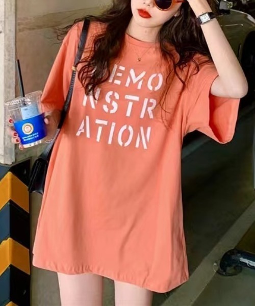 Sibra(シブラ)の「オーバーサイズTシャツ(Tシャツ/カットソー・レディース・ホワイト/ブラック/オレンジ/ブルー/ピンク・M)」の18枚目の写真