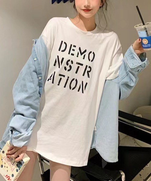 Sibra(シブラ)の「オーバーサイズTシャツ(Tシャツ/カットソー・レディース・ホワイト/ブラック/オレンジ/ブルー/ピンク・M)」の16枚目の写真