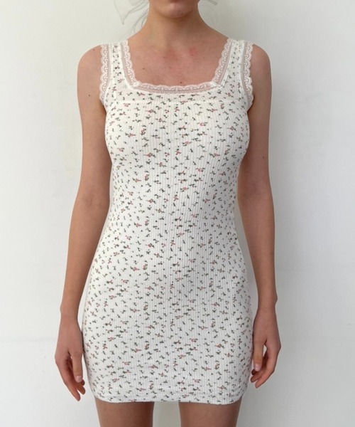 épine label lace flower rib onepiece epine（エピヌ）の「epine label lace flower rib onepiece