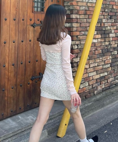 epine（エピヌ）の「epine label lace flower rib onepiece