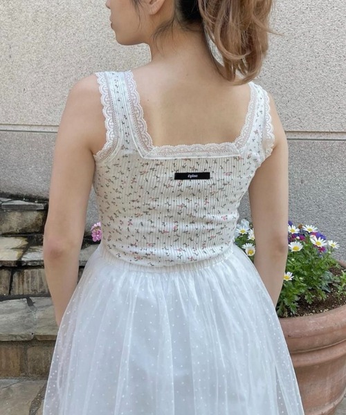 épine label lace flower rib onepiece epine（エピヌ）の「epine label lace flower rib onepiece