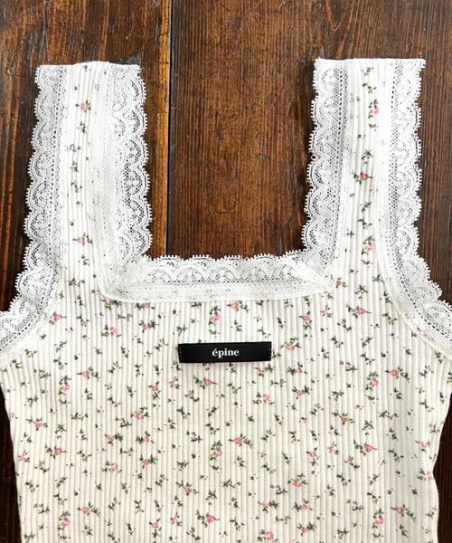epine（エピヌ）の「epine label lace flower rib onepiece