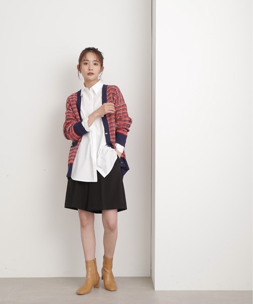 N.（N. Natural Beauty Basic）（エヌエヌナチュラルビューティーベーシック）の「◆ＶネックＭＩＸツイードニットカーディガン（カーディガン/ボレロ・レディース・レッド/オフホワイト/グリーン・MEDIUM）」の5枚目の写真