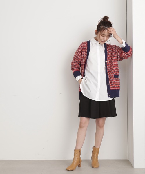 N.（N. Natural Beauty Basic）（エヌエヌナチュラルビューティーベーシック）の「◆ＶネックＭＩＸツイードニットカーディガン（カーディガン/ボレロ・レディース・レッド/オフホワイト/グリーン・MEDIUM）」の16枚目の写真