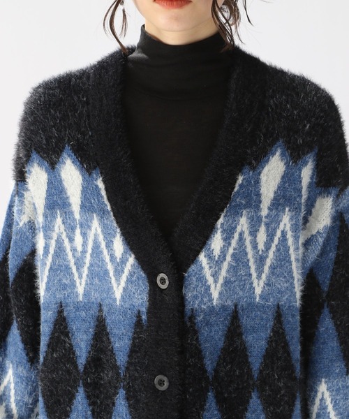niko and...（ニコアンド）の「アソート柄フェザーＶネックカーディガン（カーディガン/ボレロ・レディース・ブルー/モカ/グリーン/グレー・FREE）」の12枚目の写真