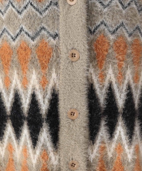 niko and...（ニコアンド）の「アソート柄フェザーＶネックカーディガン（カーディガン/ボレロ・レディース・ブルー/モカ/グリーン/グレー・FREE）」の16枚目の写真