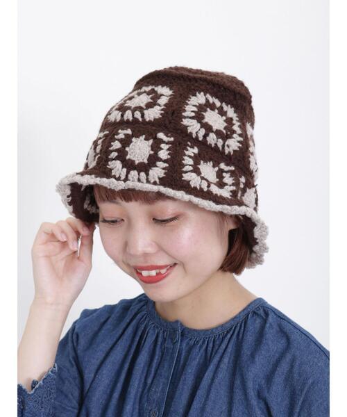 Samansa Mos2（サマンサ モスモス）の「配色クロシェハット（ハット・レディース・ベージュ/ブラウン・F）」の4枚目の写真