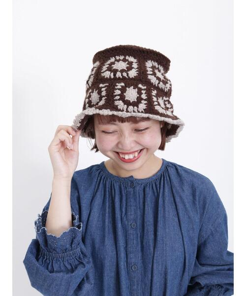 Samansa Mos2（サマンサ モスモス）の「配色クロシェハット（ハット・レディース・ベージュ/ブラウン・F）」の3枚目の写真