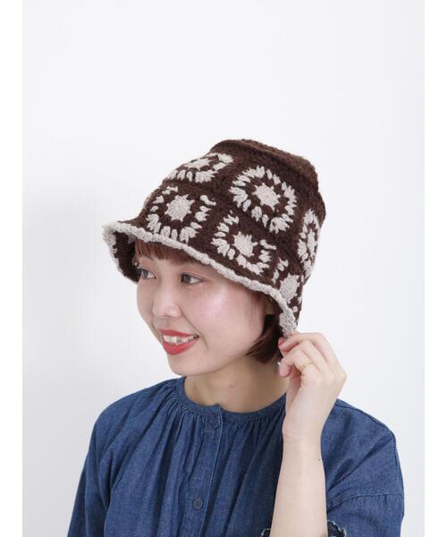 Samansa Mos2（サマンサ モスモス）の「配色クロシェハット（ハット・レディース・ベージュ/ブラウン・F）」の6枚目の写真