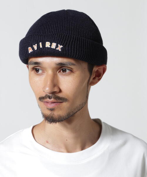 AVIREX（アヴィレックス）の「2WAY WATCH CAP / ２ウェイ ワッチキャップ / AVIREX / アヴィレックス（ニットキャップ/ビーニー・メンズ・ネイビー/ブラック・F）」の9枚目の写真