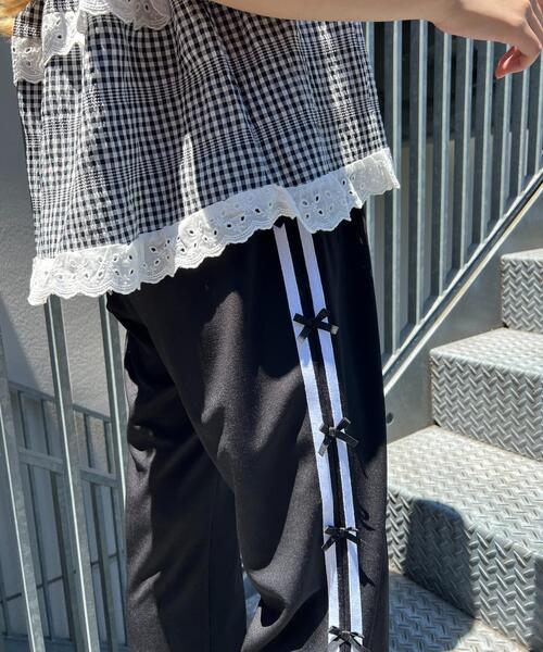 WC（ダブル シー）の「リボンラインフレアパンツ（その他パンツ・レディース・ブラック/ネイビー/グリーン/グレー・FREE）」の7枚目の写真