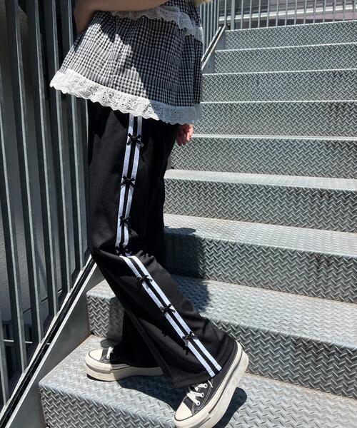 WC（ダブル シー）の「リボンラインフレアパンツ（その他パンツ・レディース・ブラック/ネイビー/グリーン/グレー・FREE）」の11枚目の写真