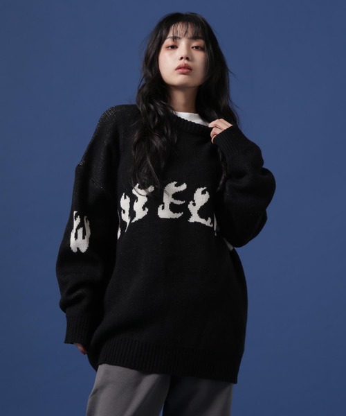 WHITELAND(ホワイトランド)の「【WEB&DEPOT限定】WHITELAND/ホワイトランド/FRONT LOGO CREWNECK KNIT(ニット/セーター・レディース・ブラック/アイボリー/ブルー・L/M)」の3枚目の写真