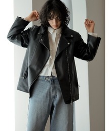 Re:EDIT | [2023A/W PRE ORDER]2WAYフェイクレザーライダースジャケット(ライダースジャケット)