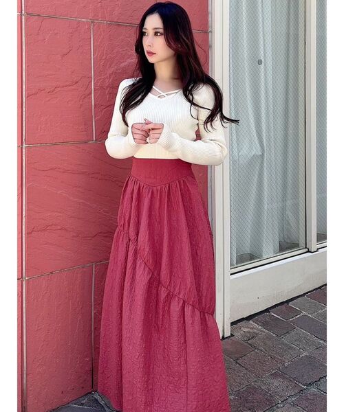 RESEXXY(リゼクシー)の「デコルテクロスニットトップス(ニット/セーター・レディース・ホワイト/ブラック/ブルー/モカ・FREE)」の17枚目の写真