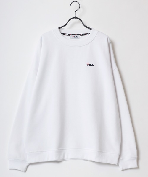FILA(フィラ)の「FILA/フィラ 別注 オーバーサイズ 裏起毛 ロゴ ワンポイント刺繍 スウェット トレーナー/長袖 トップス プルオーバー/レディース メンズ(スウェット・レディース・ブラック/ブルー系その他/ブラック系その他/ホワイト/ネイビー/オートミール・L/M/LL)」の7枚目の写真