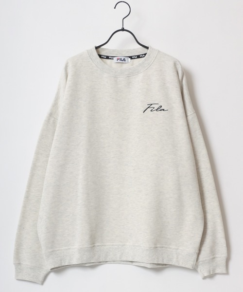 FILA(フィラ)の「FILA/フィラ 別注 オーバーサイズ 裏起毛 ロゴ ワンポイント刺繍 スウェット トレーナー/長袖 トップス プルオーバー/レディース メンズ(スウェット・レディース・ブラック/ブルー系その他/ブラック系その他/ホワイト/ネイビー/オートミール・L/M/LL)」の10枚目の写真