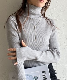 She's Closet（シーズクローゼット）の「アームウォーマー風ハイネックタイト長袖指穴フィンガーホールリブニット（ニット/セーター）」