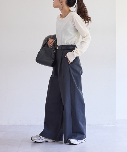 CIAOPANIC TYPY（チャオパニックティピー）の「シアーフロッキーベロアメロートップス（Tシャツ/カットソー・レディース・ブラウン/グレー/オフホワイト/ブラック・ONE SIZE）」の11枚目の写真