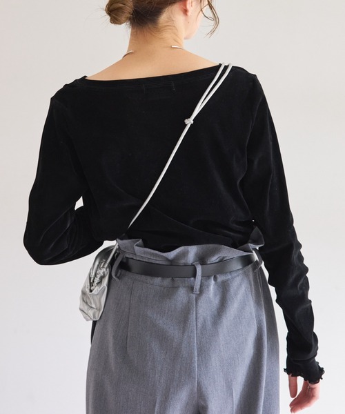 CIAOPANIC TYPY（チャオパニックティピー）の「シアーフロッキーベロアメロートップス（Tシャツ/カットソー・レディース・ブラウン/グレー/オフホワイト/ブラック・ONE SIZE）」の16枚目の写真