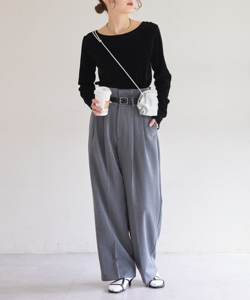 CIAOPANIC TYPY（チャオパニックティピー）の「シアーフロッキーベロアメロートップス（Tシャツ/カットソー・レディース・ブラウン/グレー/オフホワイト/ブラック・ONE SIZE）」の17枚目の写真