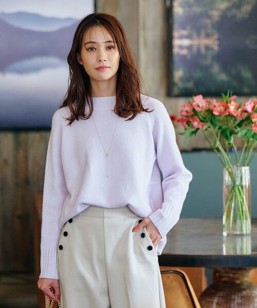 grove（グローブ）の「◆ふんわりやわらか!フラッフィーコットンブレンドクルーネックプルオーバー（ニット/セーター・レディース・ナチュラル/ブルー系その他/ライトブルー/グレー/パープル・03/02/04/01/05）」の5枚目の写真