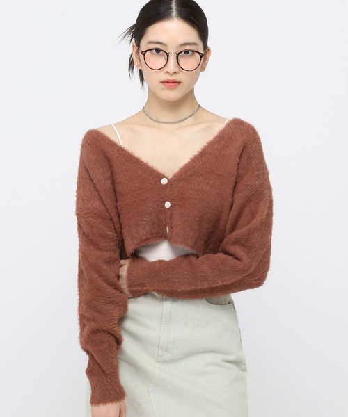 3.3 Field Trip （3.3フィールドトリップ）の「3.3 Field Trip／フェザーショートカーデ　2976546（カーディガン/ボレロ・レディース・グリーン/アイボリー/ネイビー/ブラウン/ブラック・FREE）」の4枚目の写真