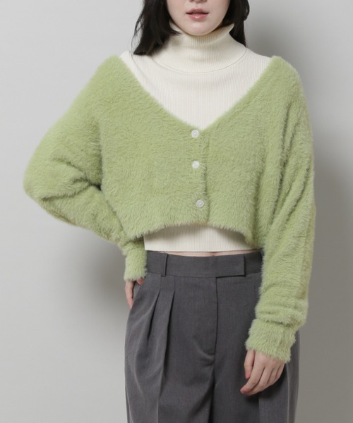 3.3 Field Trip （3.3フィールドトリップ）の「3.3 Field Trip／フェザーショートカーデ　2976546（カーディガン/ボレロ・レディース・グリーン/アイボリー/ネイビー/ブラウン/ブラック・FREE）」の2枚目の写真
