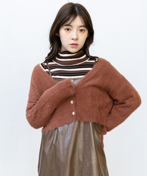 3.3 Field Trip （3.3フィールドトリップ）の「3.3 Field Trip／フェザーショートカーデ　2976546（カーディガン/ボレロ・レディース・グリーン/アイボリー/ネイビー/ブラウン/ブラック・FREE）」の6枚目の写真