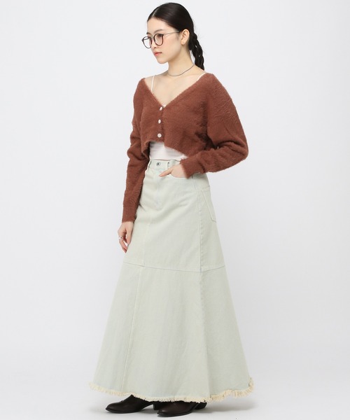 3.3 Field Trip （3.3フィールドトリップ）の「3.3 Field Trip／フェザーショートカーデ　2976546（カーディガン/ボレロ・レディース・グリーン/アイボリー/ネイビー/ブラウン/ブラック・FREE）」の9枚目の写真